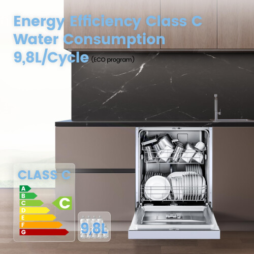 COMFEE' Full Size Freestanding Dishwasher, 14 Place Settings, White 2