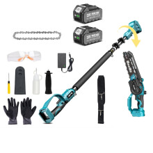 Seesii Mini Tronçonneuse sans fil, Scie à perche 2-en-1, Lame 8 pouces, avec 2 batteries 4.0 Ah