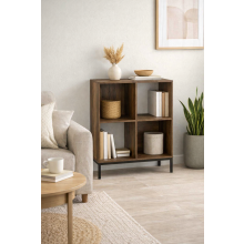 4-Cube Wooden Bookcase Compact Storage Display