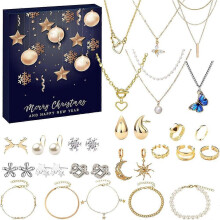 Adventskalender, Schmuckkalender für Damen, 24 Überraschungen, Weihnachtsgeschenk-Set