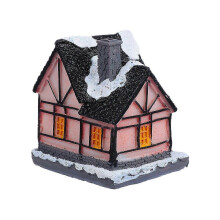 Casetta in resina decorativa per Natale con luce LED, mini ornamento natalizio