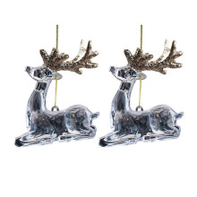 Pack 2 Glittering Christmas Tree Reindeer Butterfly Ornament Holiday Decorations Multicolor