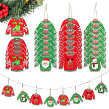 Cute Ugly Sweater Pendants Christmas Tree Ornaments Assorted Color Family Holiday Decorations 48 Pcs
