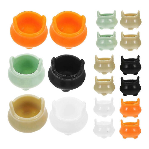20Pcs Halloween Mini Cauldron Ornaments for Decoration Assorted Plastic Pots
