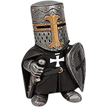 (H) Lrxinki Medieval Knight Garden Gnome Statue 13cm Crusader Resin Ornament Waterproof Yard Lawn Decor