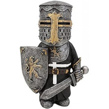 (F) Lrxinki Medieval Knight Garden Gnome Statue 13cm Crusader Resin Ornament Waterproof Yard Lawn Decor