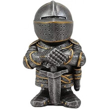 (B) Lrxinki Medieval Knight Garden Gnome Statue 13cm Crusader Resin Ornament Waterproof Yard Lawn Decor