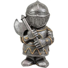 (C) Lrxinki Medieval Knight Garden Gnome Statue 13cm Crusader Resin Ornament Waterproof Yard Lawn Decor