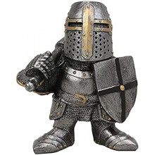 (D) Lrxinki Medieval Knight Garden Gnome Statue 13cm Crusader Resin Ornament Waterproof Yard Lawn Decor