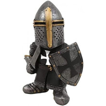 (A) Lrxinki Medieval Knight Garden Gnome Statue 13cm Crusader Resin Ornament Waterproof Yard Lawn Decor