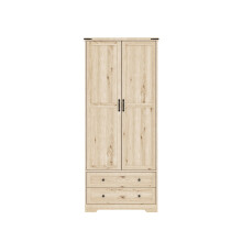 (Oak) 2 Door 2 Drawer Wardrobe w/ Oak Top