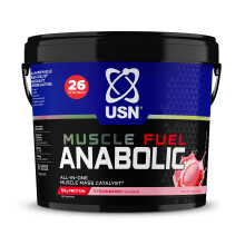USN Muscle Fuel Anabolic All-In-One Muscle Mass Gainer, Strawberry Flavour - 4kg