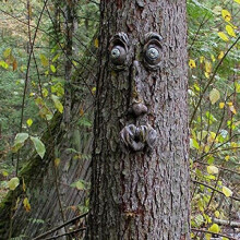 (C) 3D Old Man Tree Face Sculpture, Funny Garden Decoration, Outdoor Yard Art