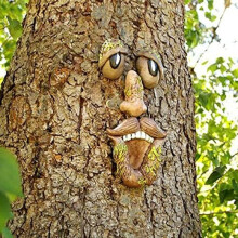 (D) 3D Old Man Tree Face Sculpture, Funny Garden Decoration, Outdoor Yard Art