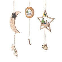 Moon Decoration Wooden Pendant Eid Themed House Decoration 31x9x0.5cm For Muslims 3Pcs