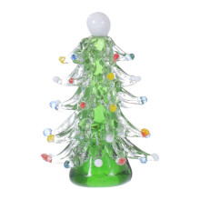 Green Crystal Christmas Tree Figurine for Tabletop Decor Glass Ornament