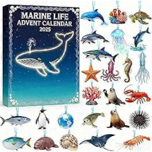 Calendrier de l'Avent Océan 2025 en temps réel, 24 créatures marines magiques, compte à rebours de 24 jours, boîte couleur
