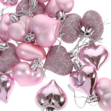 Valentine Decoration Heart Shape Ball Pendant for Hanging 24Pcs Pink Plastic Ornaments