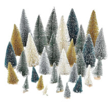 30 pezzi di alberi di pino in miniatura, alberi in sisal con base in legno, scene in miniatura, alberi decorativi da tavolo