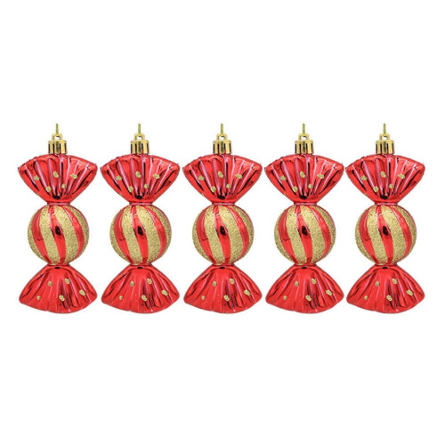 5pcs Hanging Ornaments Candy Props For Christmas Tree, Electroplating Christmas Decorations