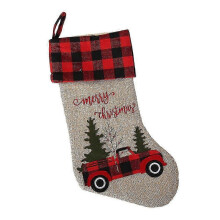 25-26 Christmas Stocking Burlap Embroidery For Party Family Holiday Xmas Decor Gifts Pendant