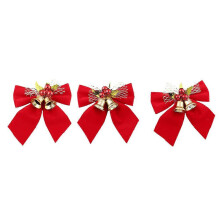 Christmas Bowknot Ornament Red for Tree Decoration 6Pcs Ribbon Accessories