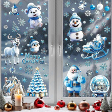 110 pegatinas 3D para ventanas, calcomanías festivas para ventanas, pegatinas estáticas para ventanas de vidrio, decoración navideña de invierno.