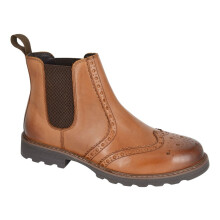 (UK 10) Roamers Men's Tan Leather Brogue Wing Cap Dealer Boot