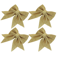 DIY Decoration Christmas Tree Bow Ornaments with Gold Dust Effect 4Pcs