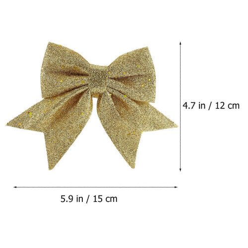 DIY Decoration Christmas Tree Bow Ornaments with Gold Dust Effect 4Pcs 1
