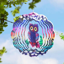 (Eule) Leisuremix 3D Windspiele für Draußen hängend, 30 cm Windspiel Garten wetterfest Edelstahl Gartendekoration Fensterdeko Eule