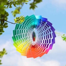 (Regenbogen) Leisuremix 3D Windspiele für Draußen hängend, 30 cm Windspiel Garten wetterfest Edelstahl Gartendekoration Fensterdeko Eule