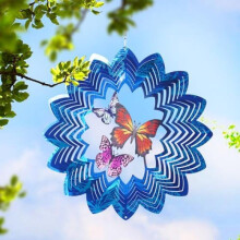 (Schmetterling) Leisuremix 3D Windspiele für Draußen hängend, 30 cm Windspiel Garten wetterfest Edelstahl Gartendekoration Fensterdeko Eule