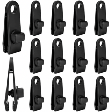 Lot de 20 pinces noires pour bâches, pinces en plastique pour bâches de piscine, banderoles, parasols et toiles de tente