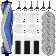 Ensemble de 20 accessoires pour aspirateur robot comprenant une brosse principale en caoutchouc, des sacs à poussière, des lingettes de nett