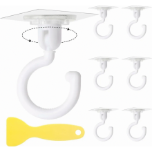 Crochets adhésifs, lot de 6, pivotants à 360, étanches et transparents, pour salle de bain et cuisine.