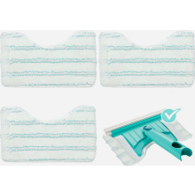 Lot de 3 lingettes de rechange pour balai à franges, en microfibre blanche, pour le nettoyage des carrelages et des baignoires.