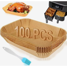 100 feuilles de papier sulfurisé pour friteuse à air chaud, 22 x 14 cm, avec pinceau à huile