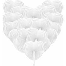 Lot de 72 éventails blancs en forme de cœur pour les invités de mariage, éventails pliables en papier, cadeaux et décorations de mariage