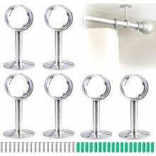 Lot de 6 supports de tringle à rideaux en acier inoxydable, fixations plafond ou murales pour tringles à rideaux d'intérieur