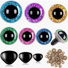 90 yeux et nez de sécurité de 12 à 30 mm, yeux de poupée en plastique coloré avec rondelles pour jouets au crochet