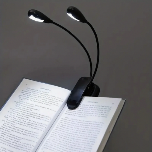 LED Music Stand Light, Adjustable Dual Head Clip On Lamp with USB Cable, 4 LEDs, Compatible with E Readers 1