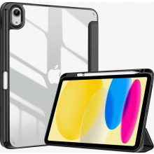 Étui pour tablette 10,9 pouces de 10e génération (2022) avec porte-stylet, coque antichoc, dos transparent, noir