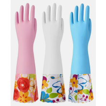 Lot de 3 paires de gants de nettoyage en caoutchouc, gants de vaisselle réutilisables à manchette longue de 40 cm avec doublure en coton, ta