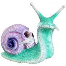 (Blau) DODXIAOBEUL Skull Snail Statue Halloween Gothic Garden Decor Resin Desktop Ornament for Home Outdoor Office