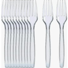 120 fourchettes jetables en plastique transparent, couverts robustes de 15 cm avec manches mats pour fêtes et mariages