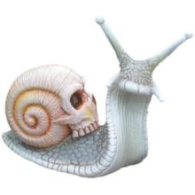 (Weiss/Opulenter Garten) DODXIAOBEUL Skull Snail Statue Halloween Gothic Garden Decor Resin Desktop Ornament for Home Outdoor Office