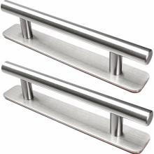 Lot de 2 poignées de porte autocollantes en acier inoxydable, sans perçage, pour placards de cuisine, argentées, 150 mm