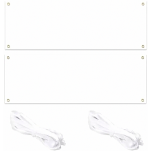 Lot de 2 bannières blanches vierges en polyester (200 x 100 cm) avec œillets et corde de suspension de 6 m pour peinture à faire soi-même