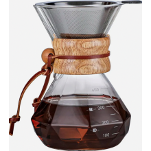 Cafetière à filtre en verre avec filtre réutilisable, carafe de 400 ml pour un café filtre frais à la maison